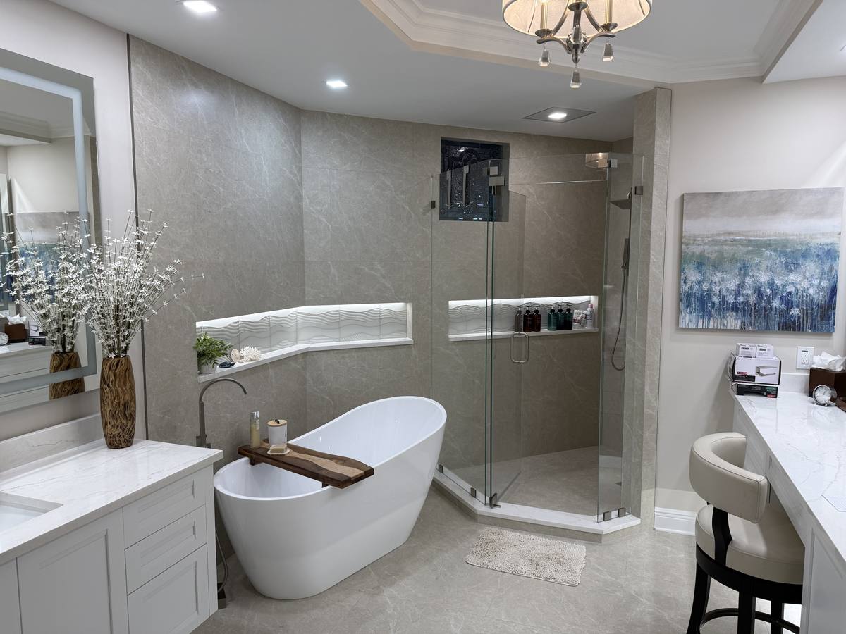 Luxury bathroom with freestanding tub