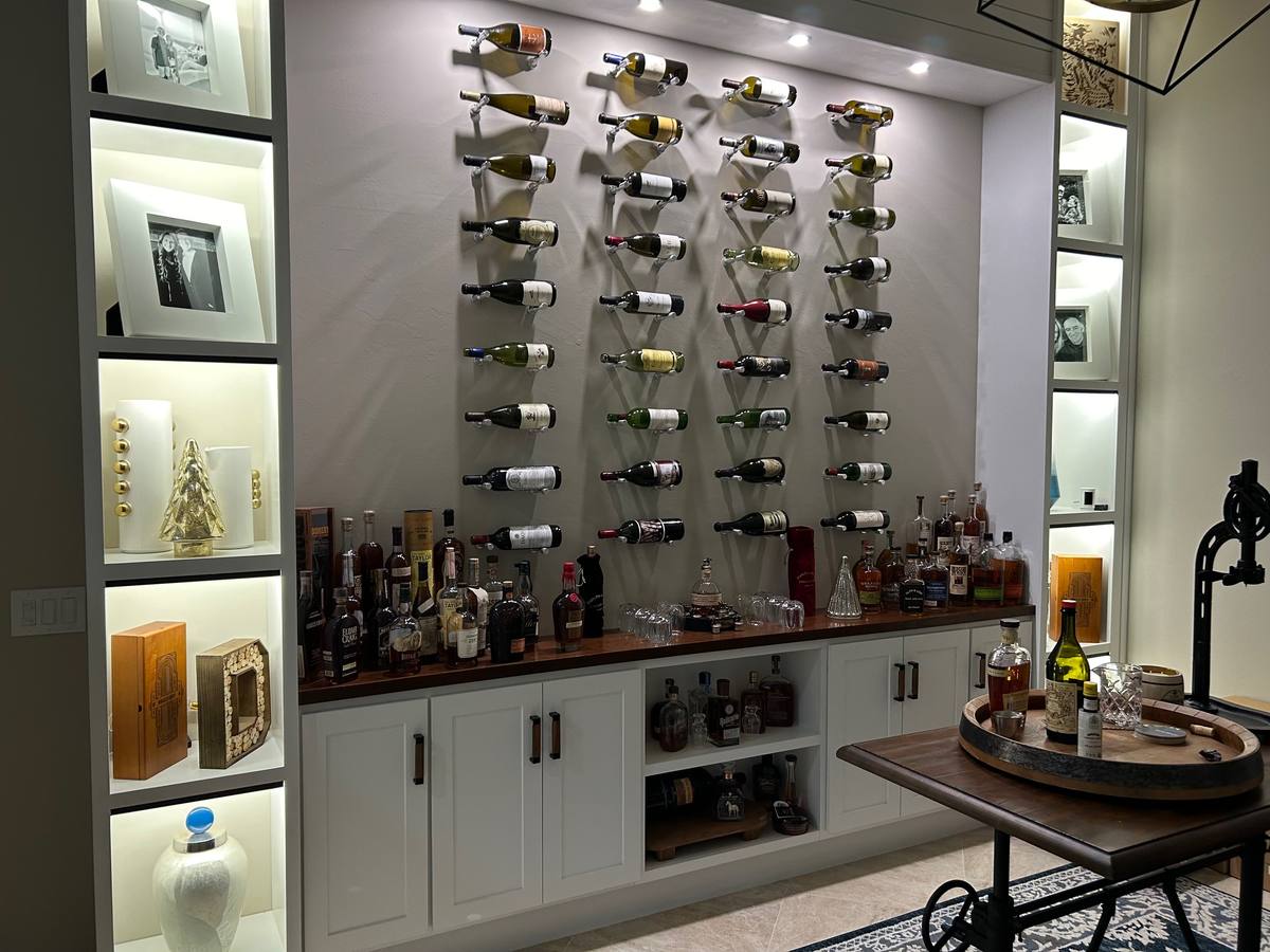 Custom lit wine wall feature